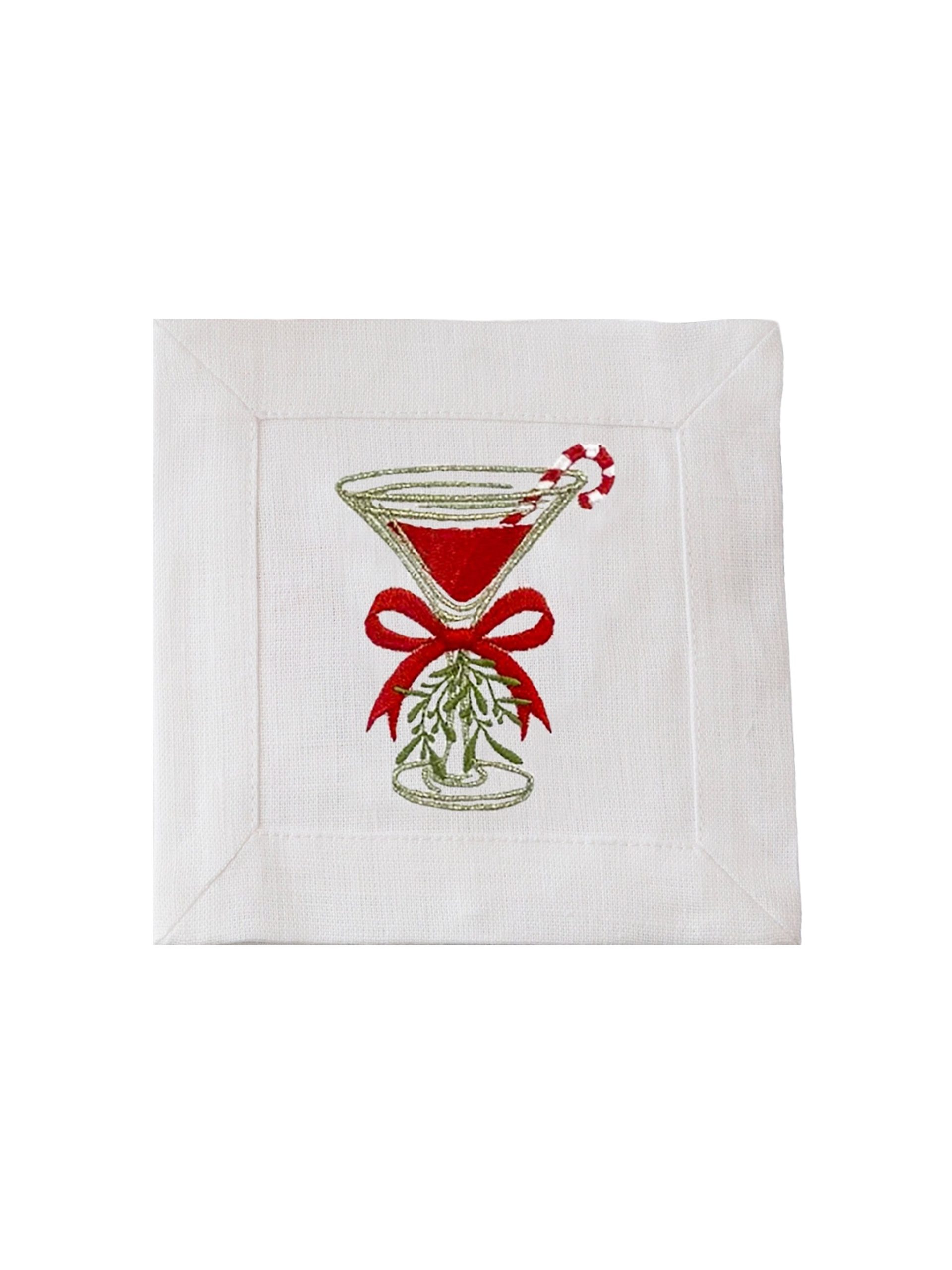 Holiday Martini Linen Cocktail Napkins