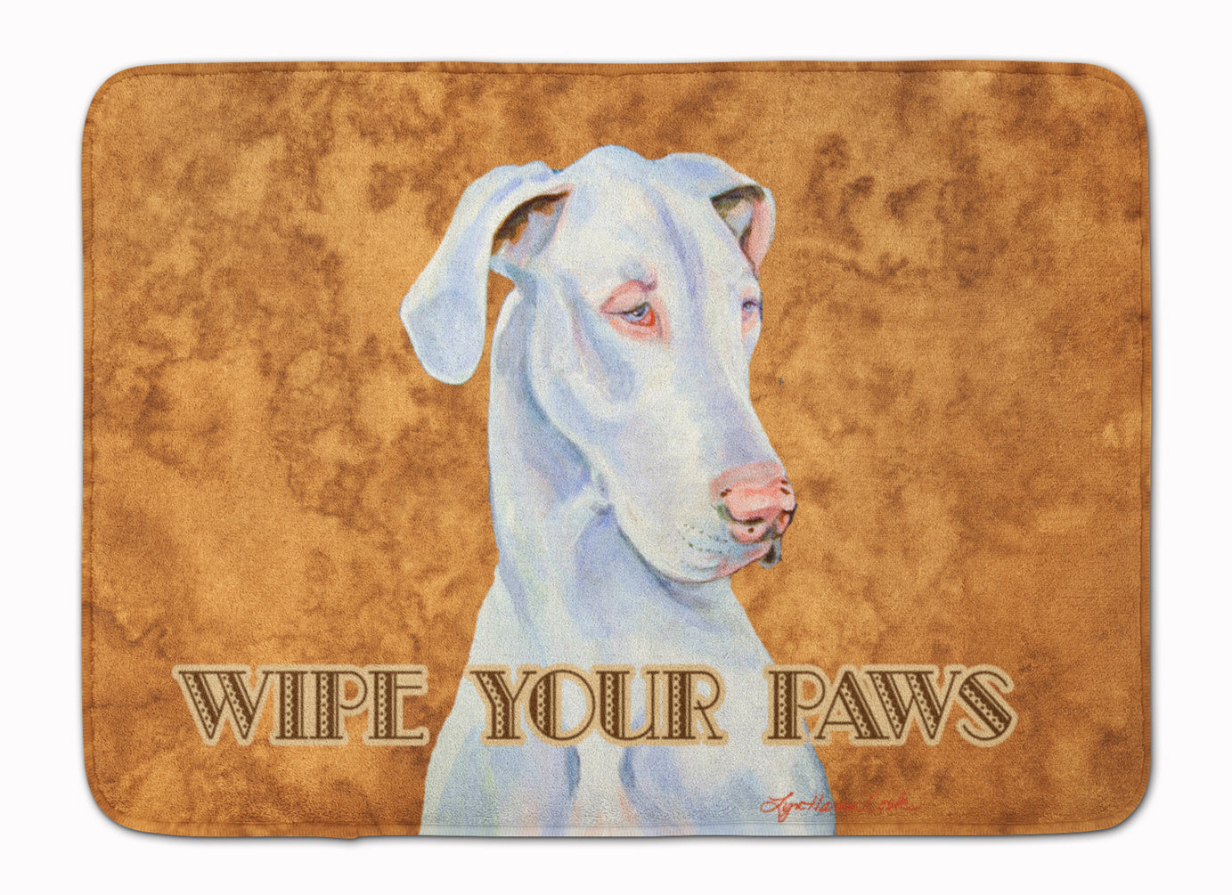 White Great Dane Wipe your Paws Machine Washable Memory Foam Mat LH9444RUG