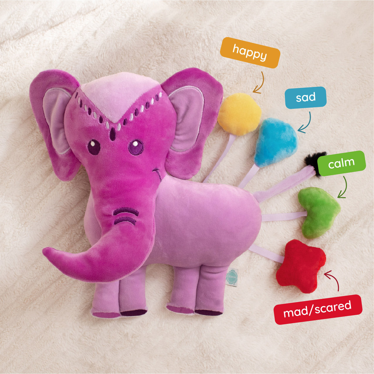 Violet Elephant Snugglebuddies Emotions Plush