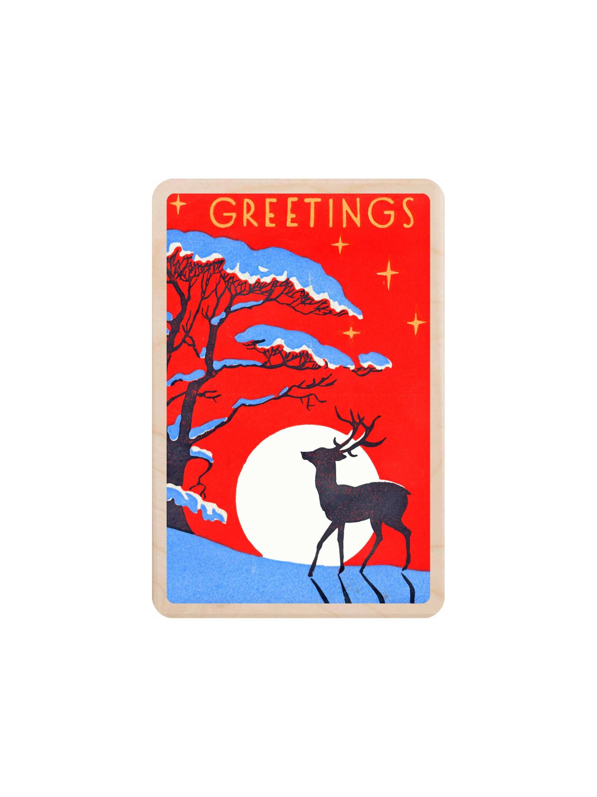 Stag Greetings Wooden Postcard