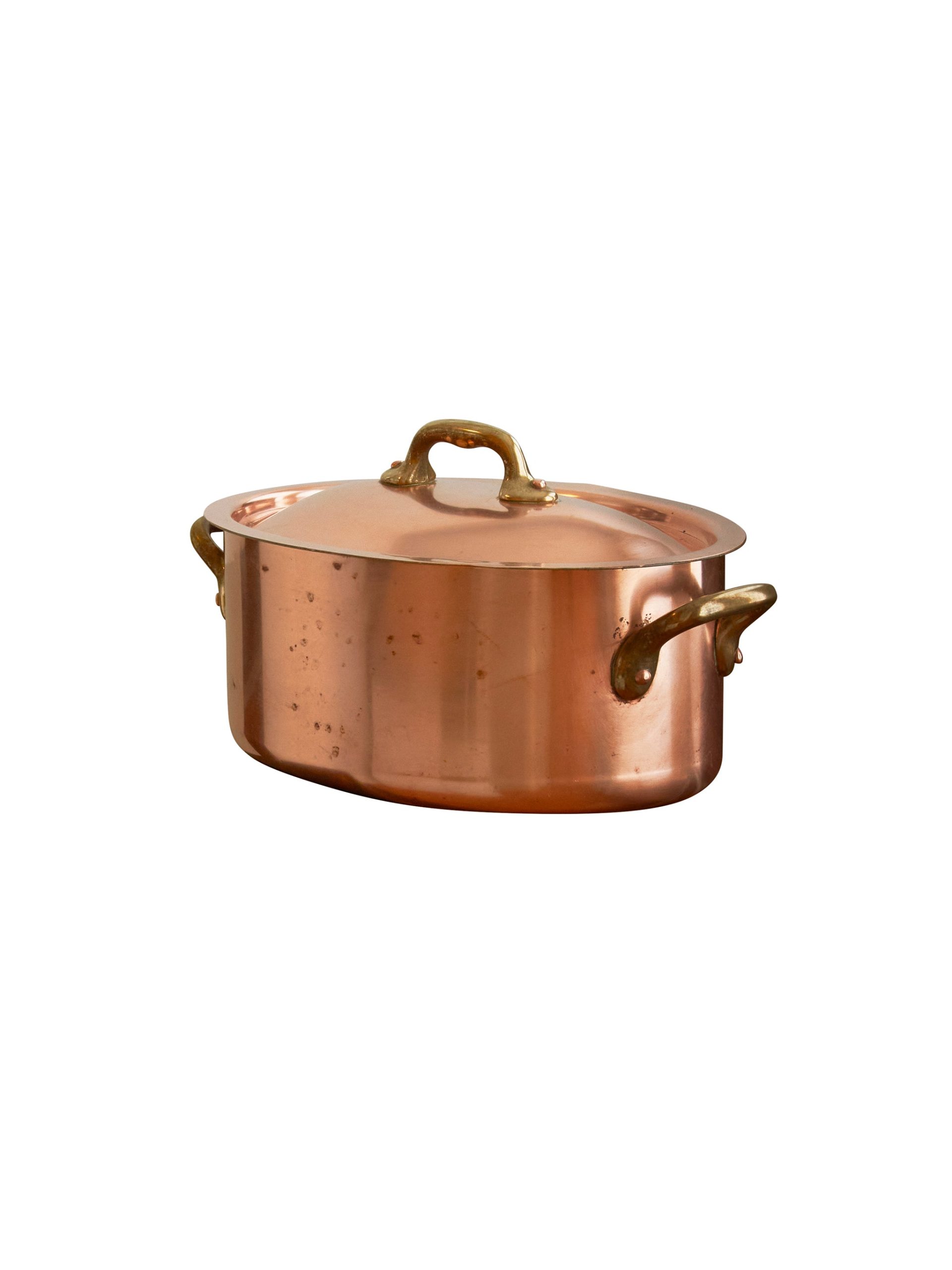 Vintage 1850s French Copper Oval Lidded Braiser