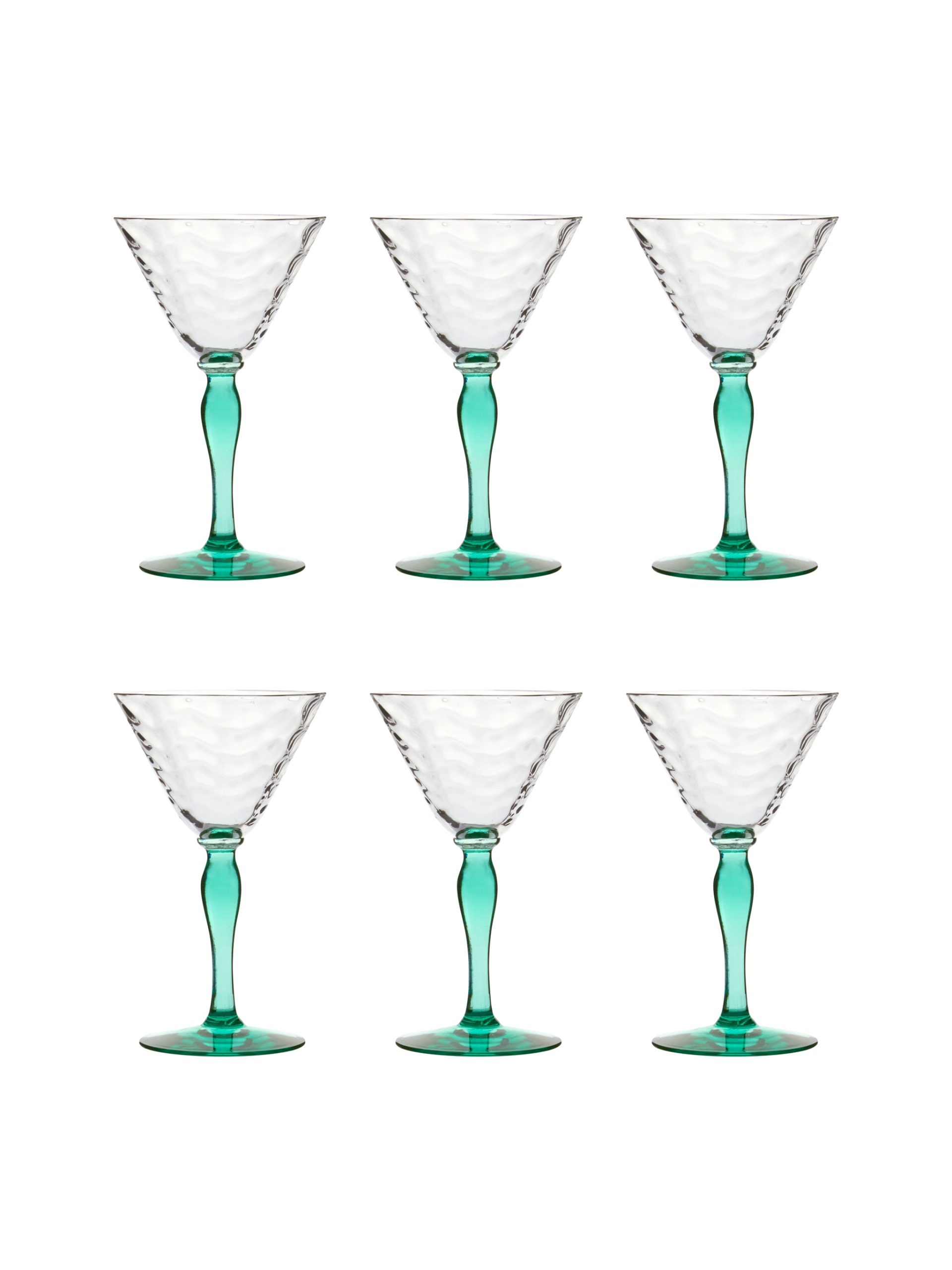 Vintage 1930s Loop Optic Green Cocktail Glasses