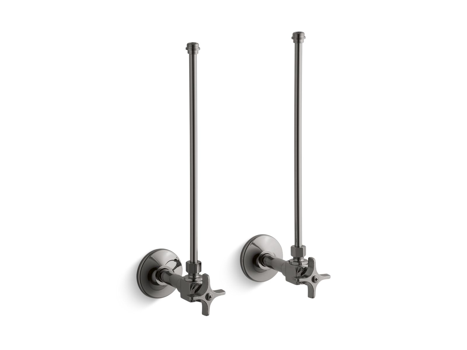 KOHLER K-7605-P-TT Pair 3/8″ Npt Angle Supplies With Stop, Cross Handle And Annealed Vertical Tube In Vibrant Titanium