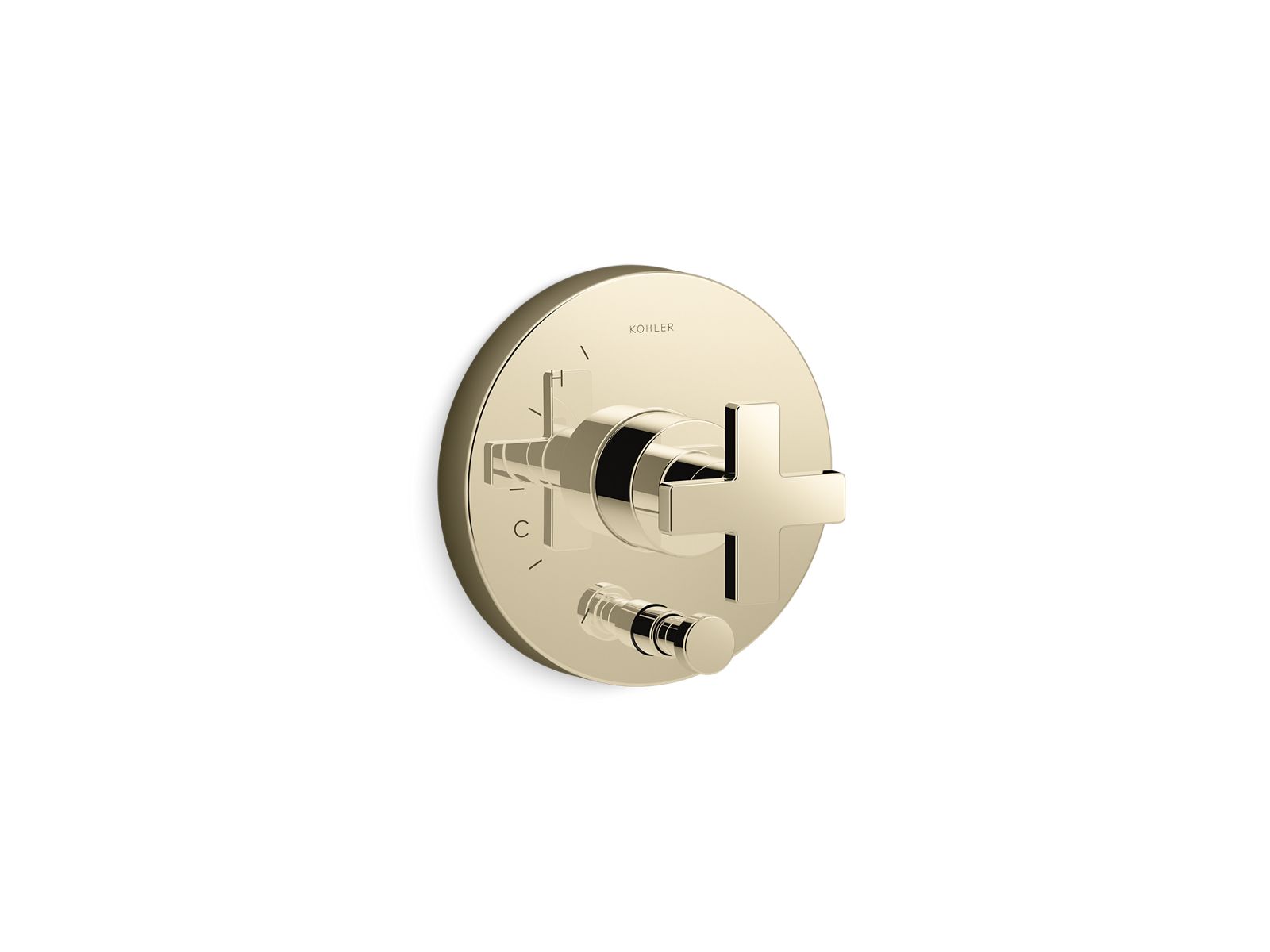 KOHLER K-T73117-3-AF Composed Rite-Temp Valve Trim With Push-Button Diverter And Cross Handle In Vibrant French Gold