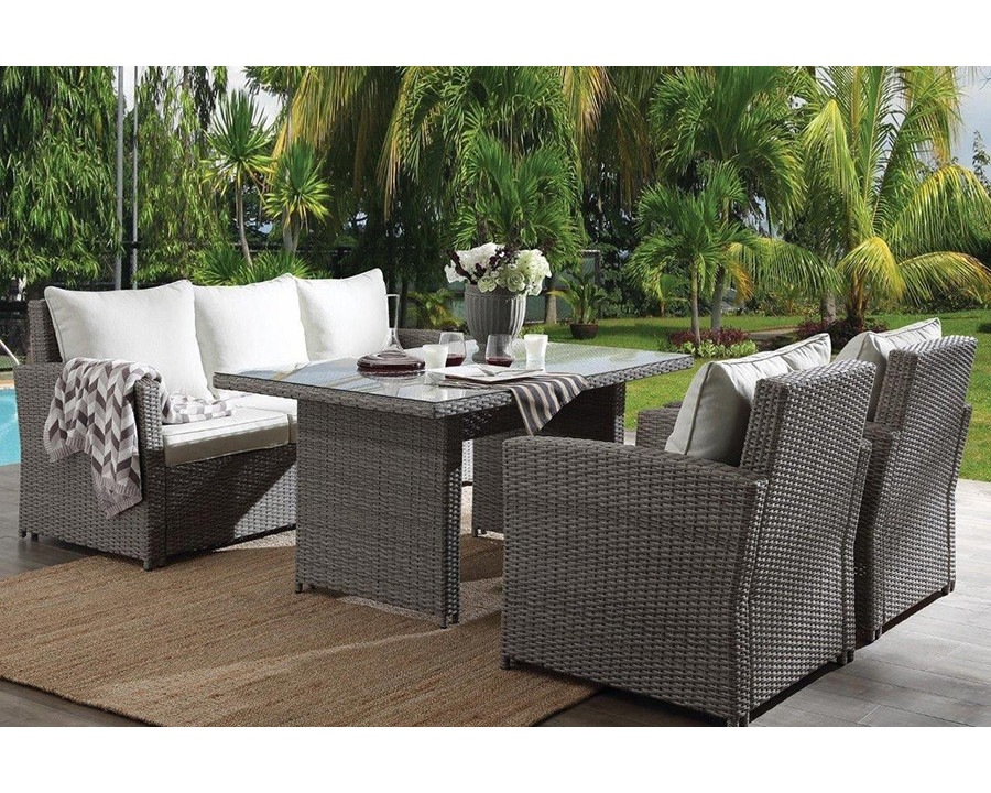 ACME – Tahan 4PC Bistro Set in Gray Wicker