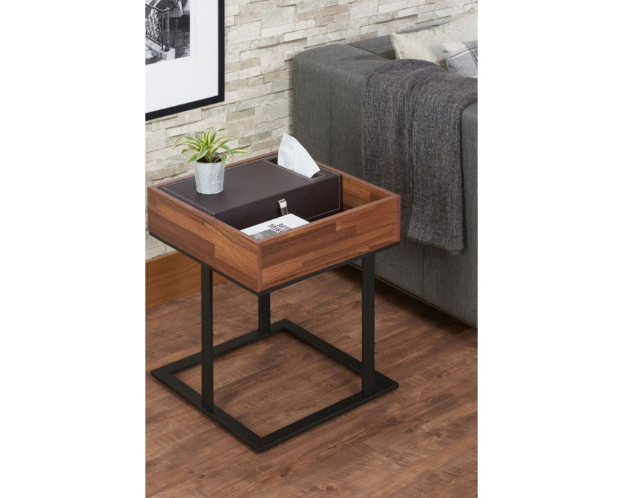 ACME – Sara II Accent Table in Espresso PU/Walnut/Sandy Black