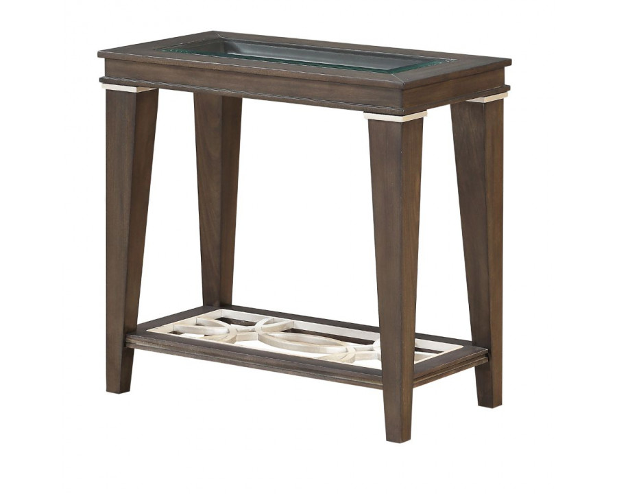 ACME – Peregrine Accent Table in Clear Glass/Walnut