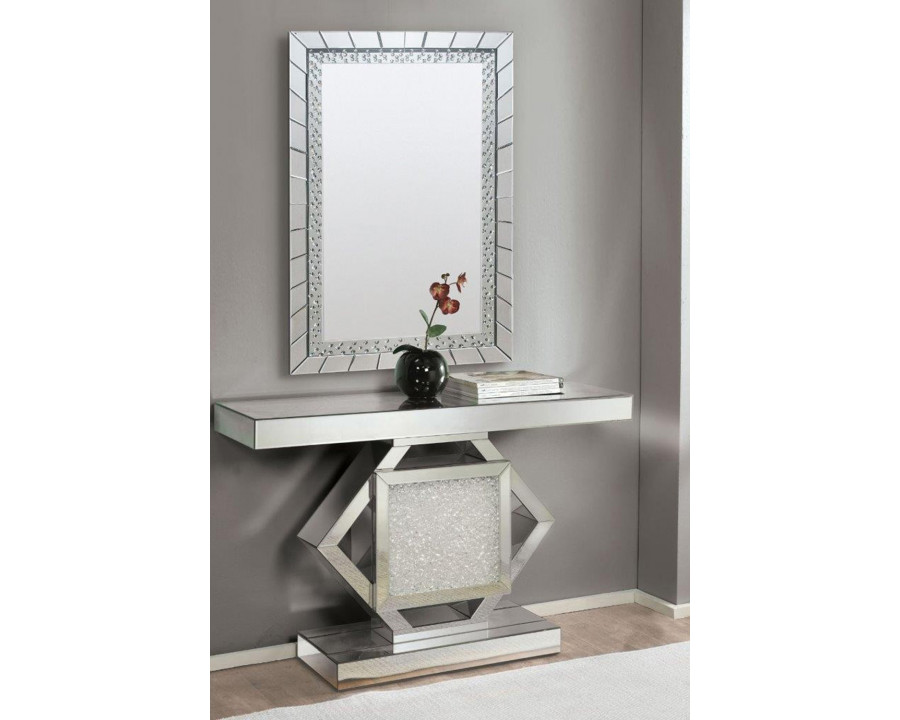 ACME – Nowles Console Table in Mirrored/Faux Stones