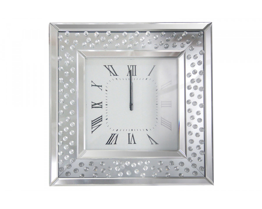 ACME – Nysa Wall Clock in Mirrored/Faux Crystals (97394)