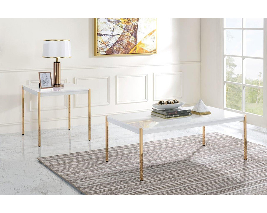 ACME – Otrac Coffee Table in White/Gold