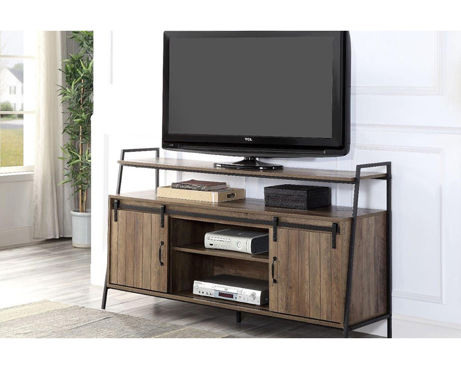 ACME – Rashawn TV Stand in Rustic Oak/Black