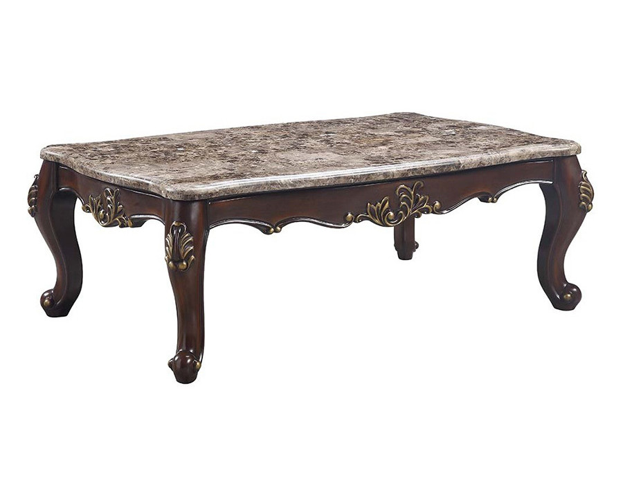 ACME – Ragnar Coffee Table in Marble Top/Cherry