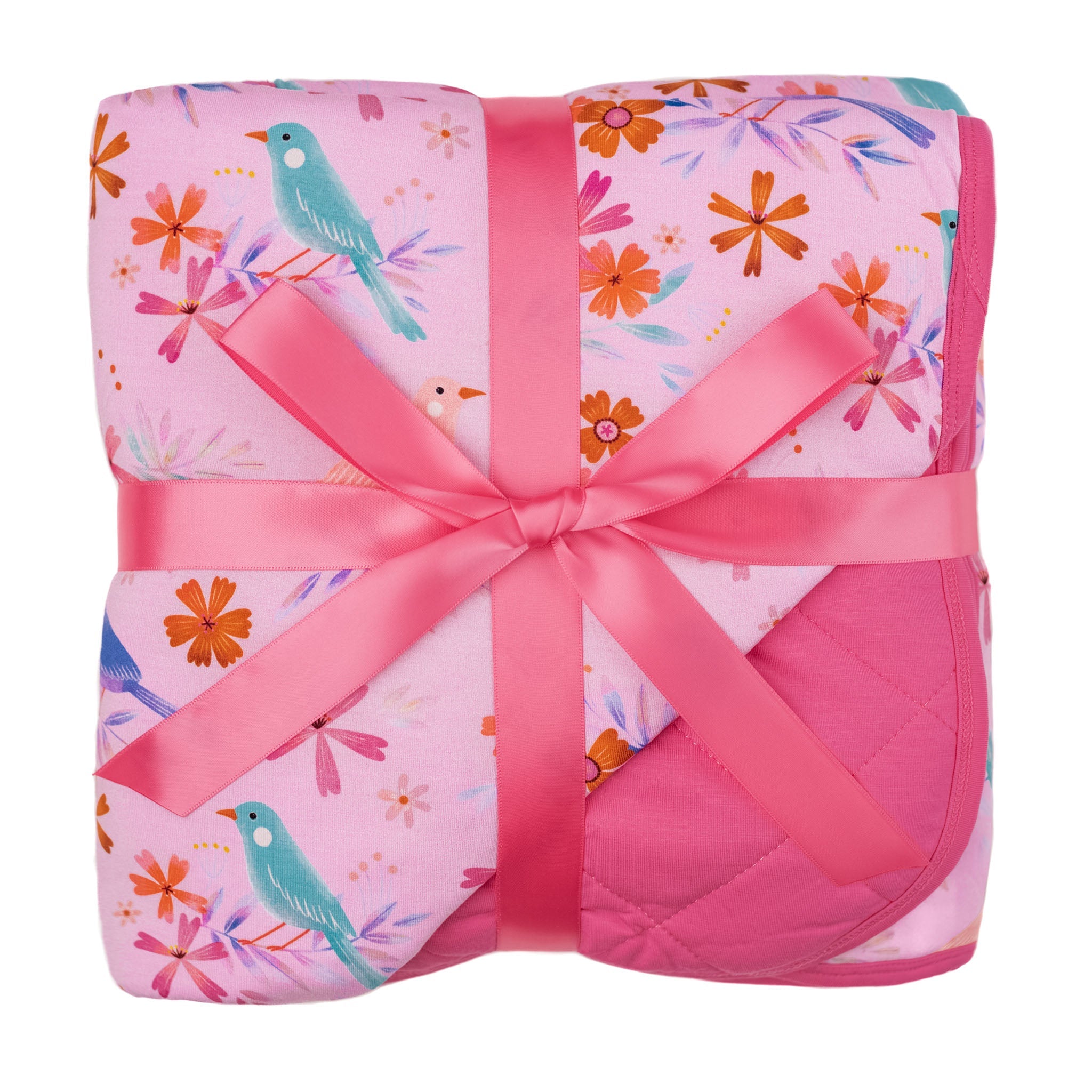 Blooming Birds | Mini Quilted Bamboo Baby Blanket