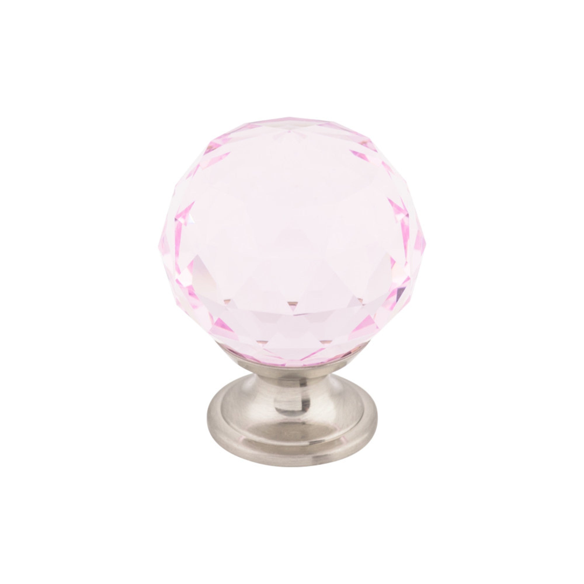 TOP KNOBS TK118BSN Pink Crystal 1 3/8″ Diameter Round Knob – Brushed Satin Nickel