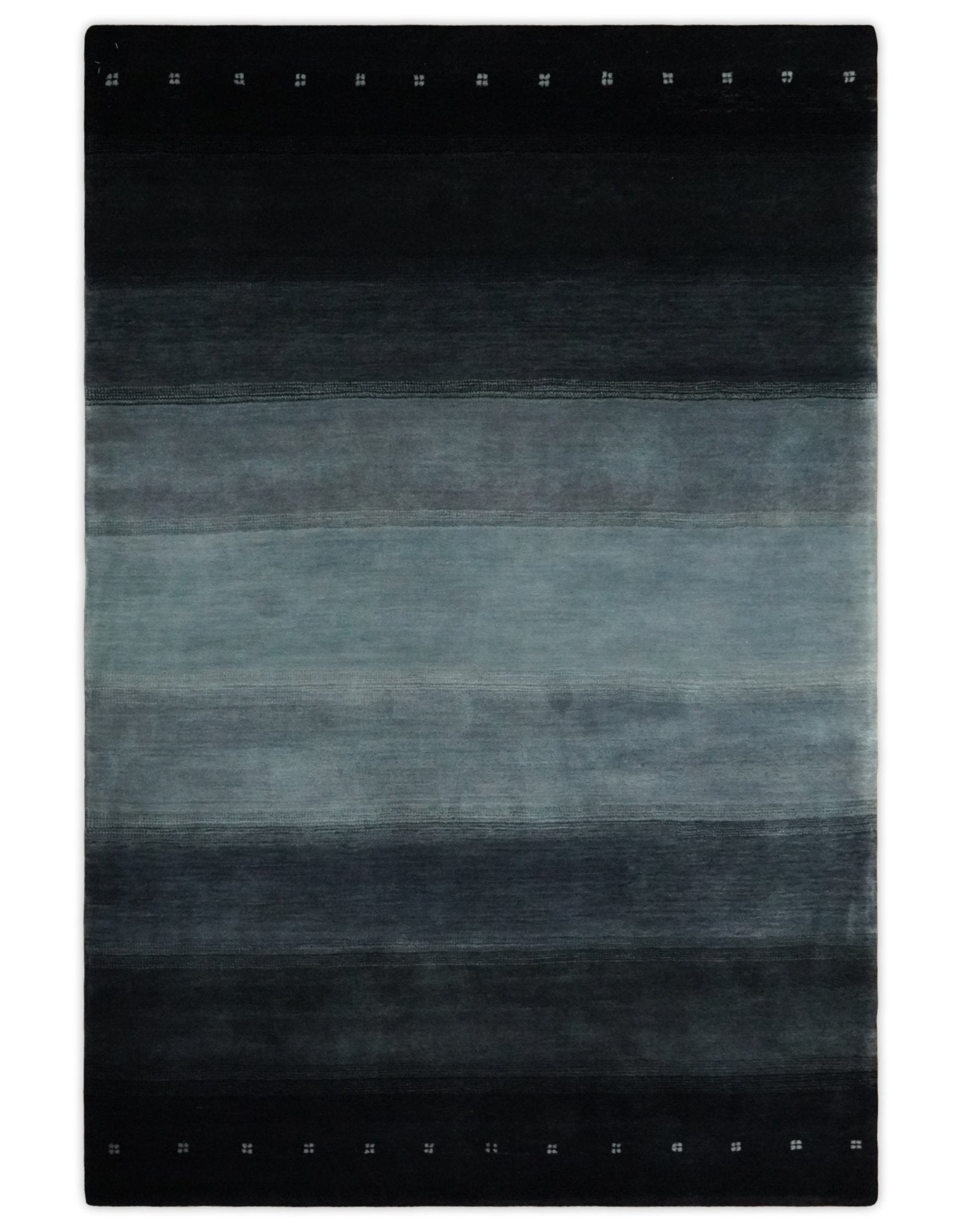 5×7 Ombre Black, Charcoal and Gray Striped Wool Hand Woven Southwestern Lori Rug | KNT24