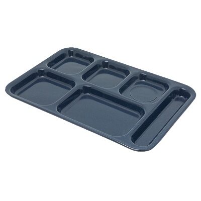 Carlisle 4398835 – Compartment Tray, 14-1/2″L x 10″W, right-handed, 6-compartments, café blue, (Case of 12)