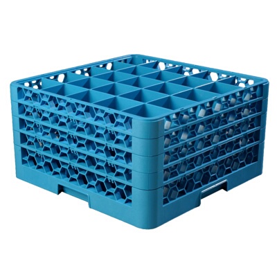 Carlisle RG25-414 – Dishwasher Glass Rack, 25-compartments with (4) extenders, full-size, blue, (Case of 2)