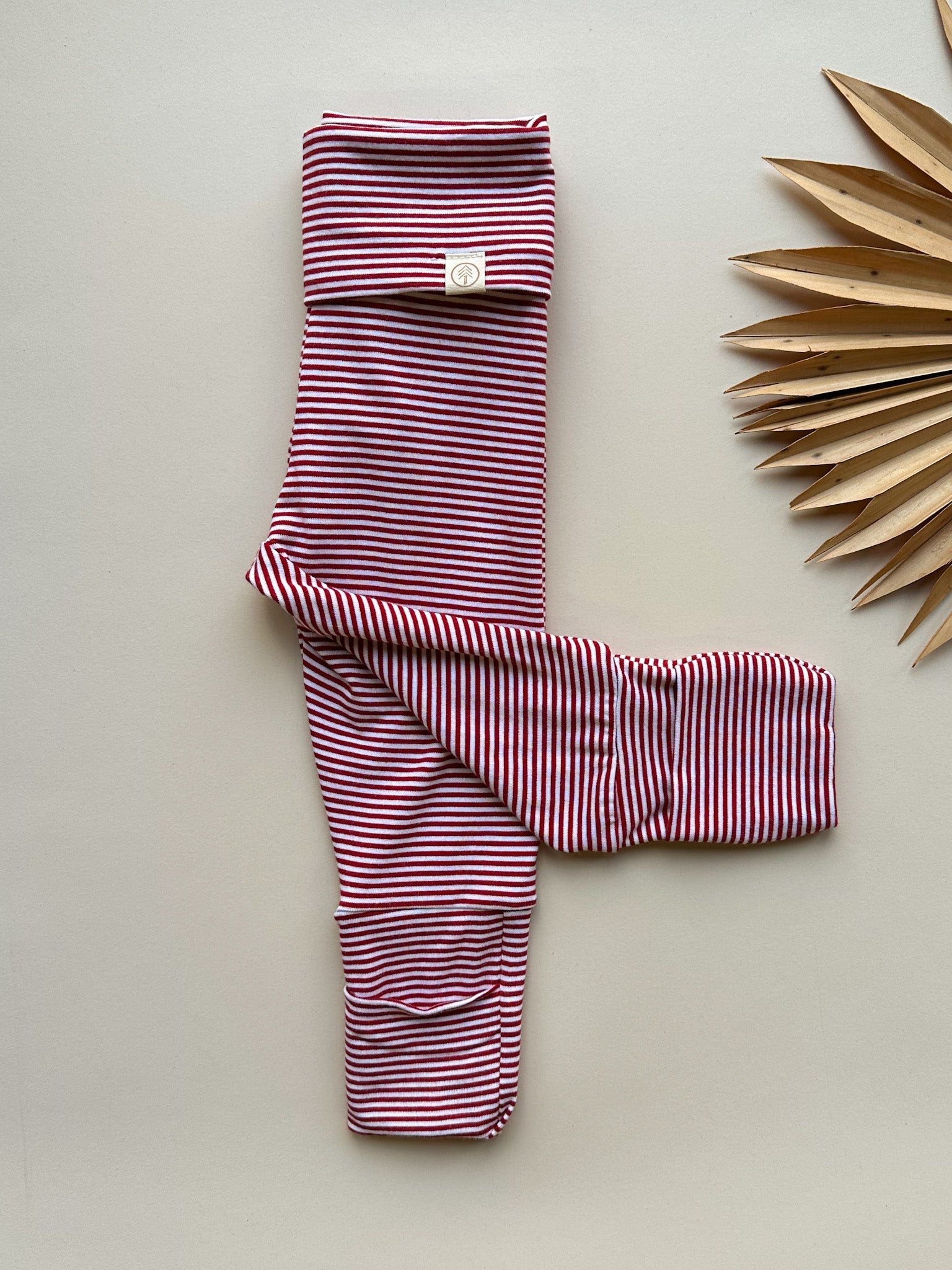 Fold-over Footie Bamboo/organic Cotton Leggings | Red Stripe