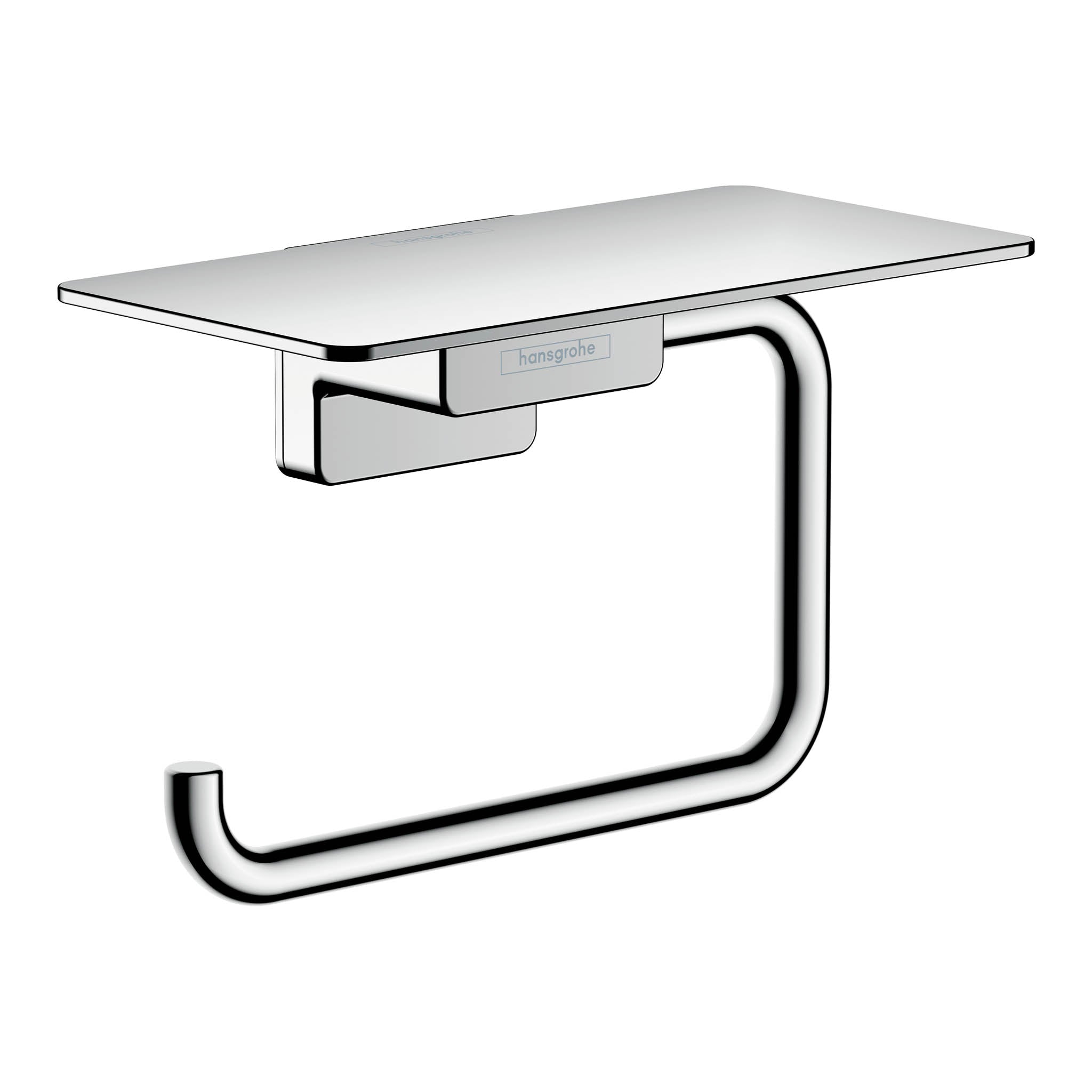 HANSGROHE 41772000 Chrome AddStoris Modern Roll Holder with Shelf