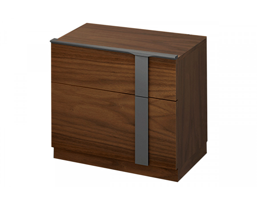 Garcia Sabate – Palma 2 Drawers Nightstand in Dark Gray High Gloss/Walnut