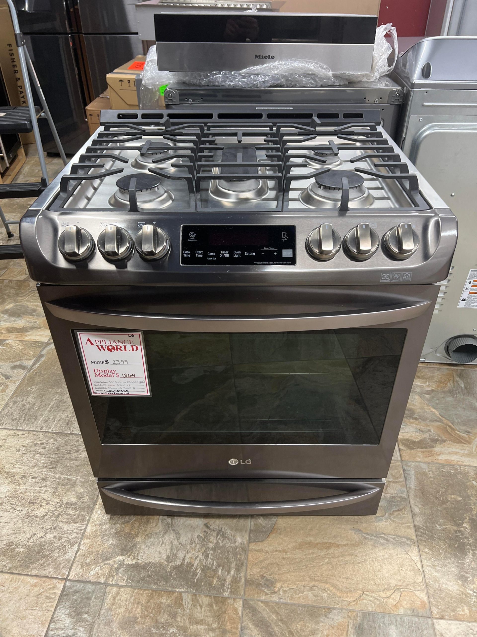 “Open Box” LG 30″ Slide-In Gas Range LSG4513BD