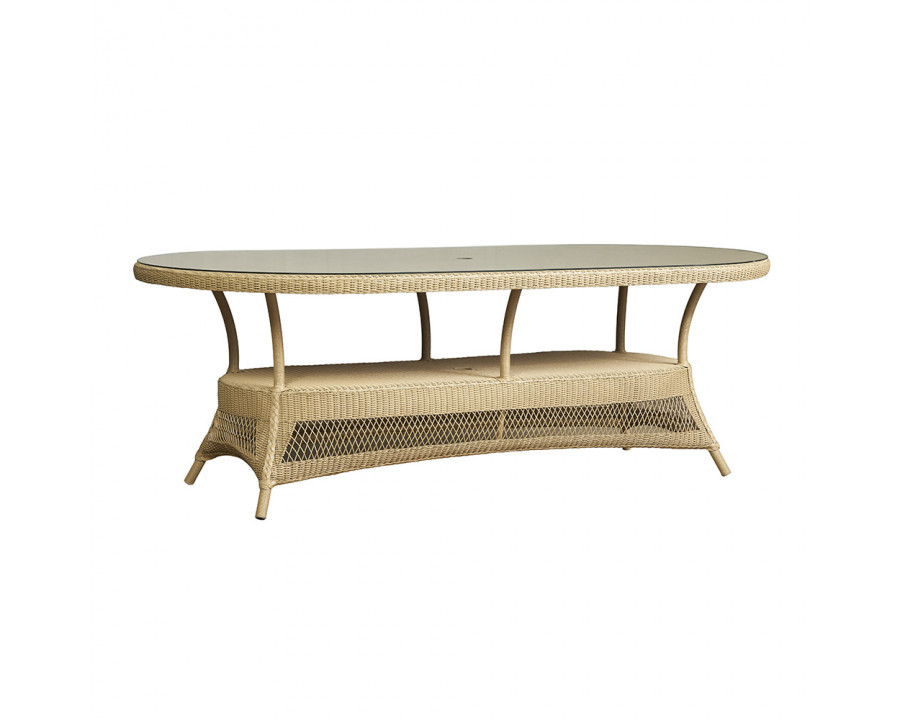 Lloyd Flanders – Loom 85″ Oval Umbrella Dining Table