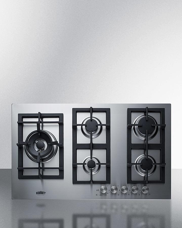 34″ Wide 5-burner Gas Cooktop In Stainless Steel