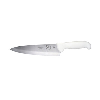 Mercer M18110 – Chef Knife, 8″, stamped, high carbon, steel, ergonomic white handle