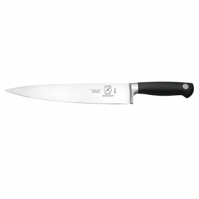 Mercer M20610 – Chef’s Knife, 10″, precision forged, high carbon, German steel, black handle