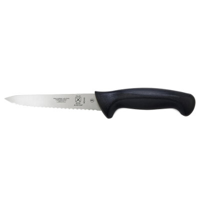 Mercer M23406 – Utility Knife, 6″, wavy edge, stamped, high carbon, Japanese steel, black handle