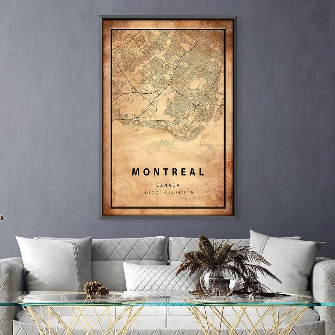 Montreal Vintage Map Canvas