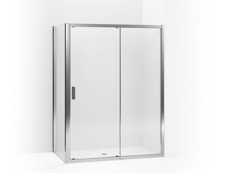 KOHLER K-706134-L-SHP Aerie Sliding shower door with return panel, 75″ H x 57-1/16 – 59-7/16″ W, with 5/16″ thick Crystal Clear glass