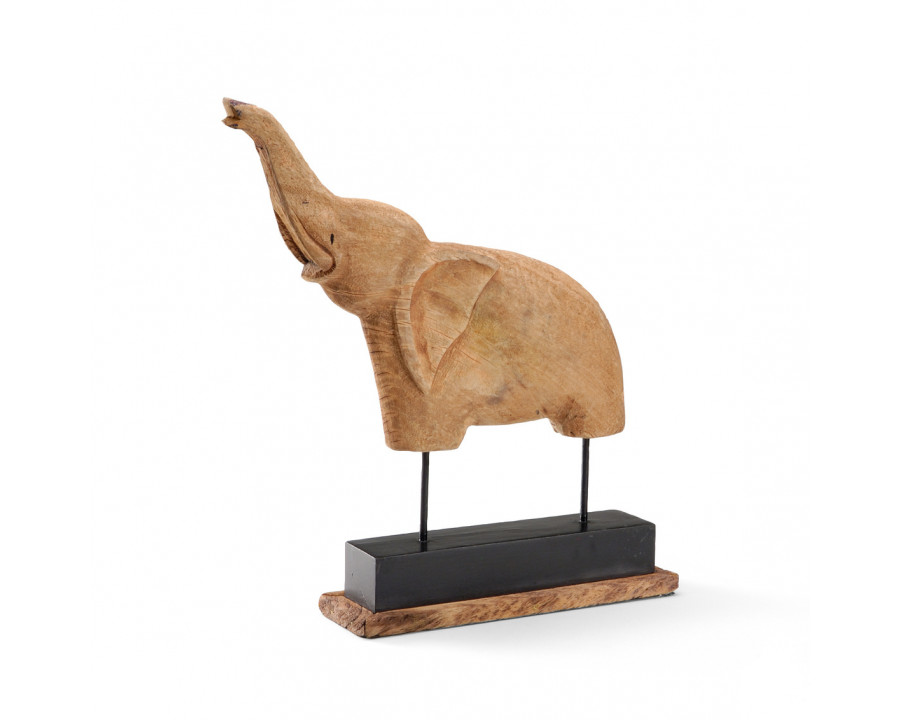 Wildwood – Elephant in Lacquer Plinth, Hand Carved Mango Wood