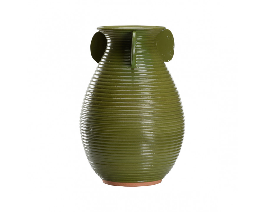 Wildwood – June Vase in Green Glaze/Terra Cotta, Ceramic/Porcelain