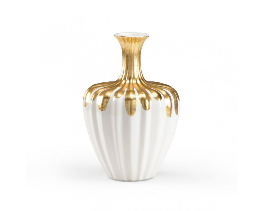 Wildwood – Neck Bottle in Gold/White Glaze, Ceramic/Porcelain