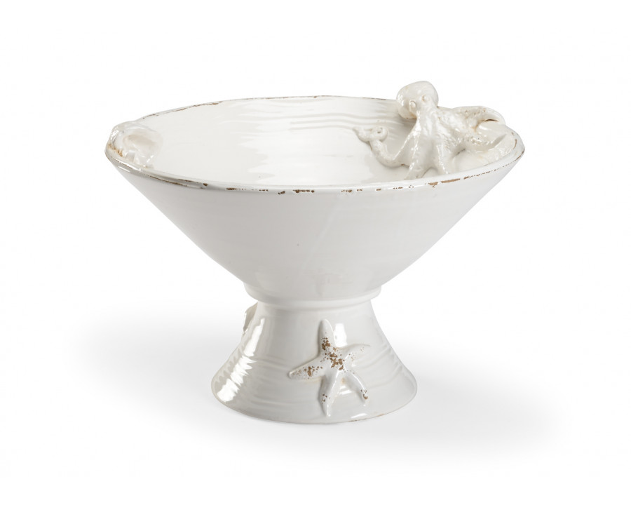 Wildwood – Seaspice Pedestal Bowl in White Glaze, Medium