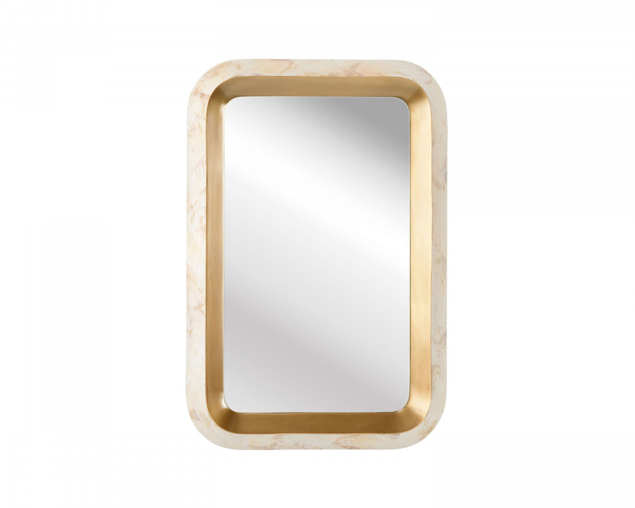 Wildwood – Gold Shellebrations Mirror in Natural White/Gold/Plain, Shell