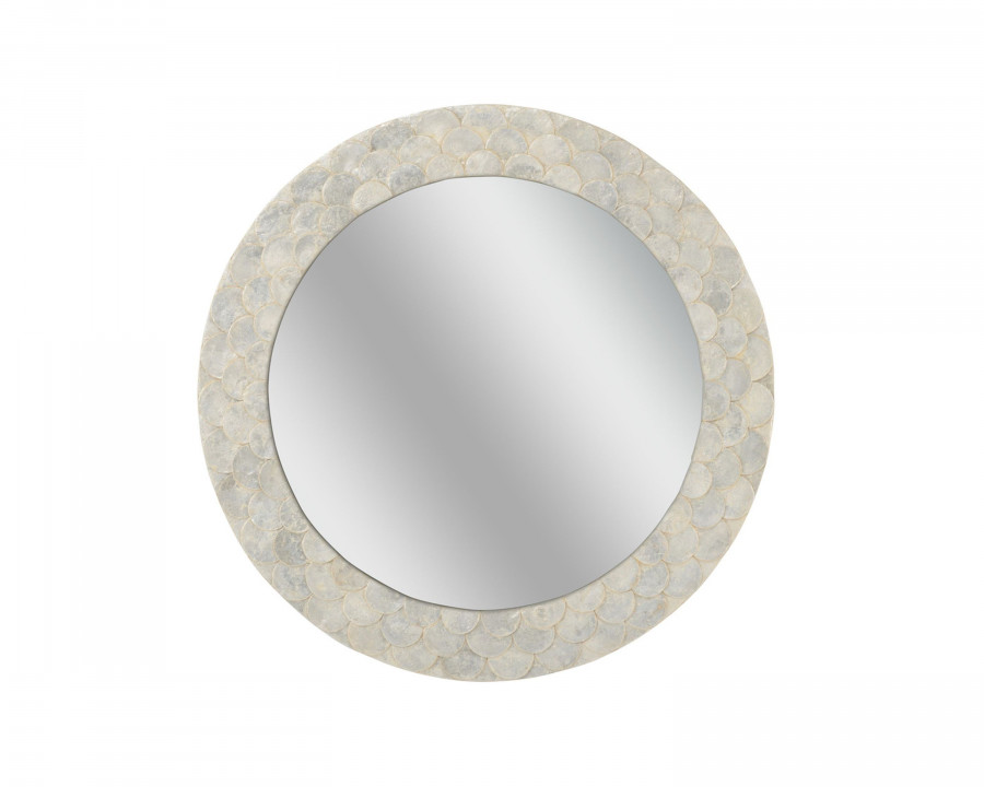 Wildwood – Samal Mirror in Natural White/Clear/Plain, Wood/Capiz Shell/Mirror