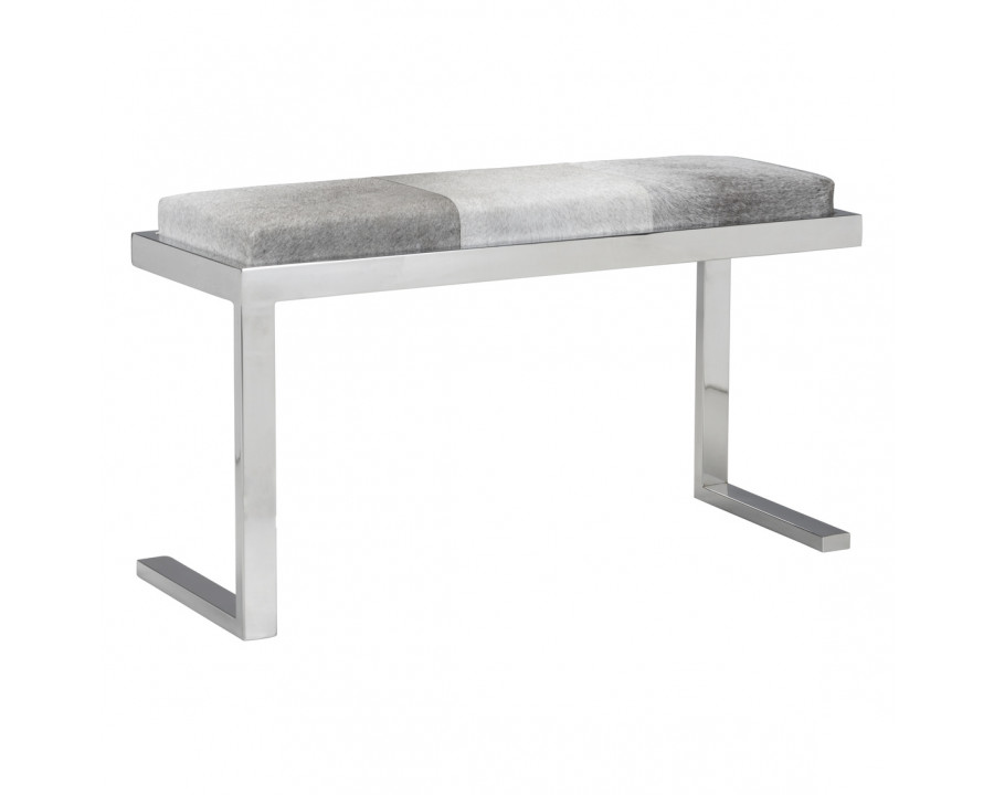 Wildwood – Steel Horse Bench in Gray/Polished Nickel, Leather