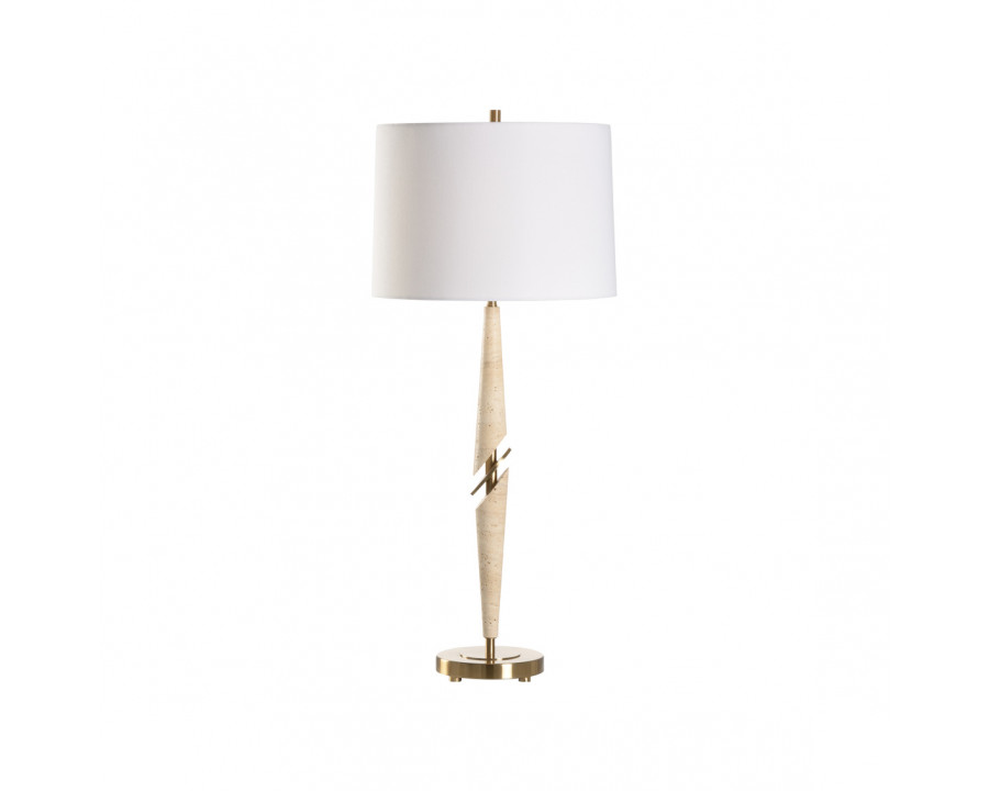 Wildwood – Harwich Lamp in Natural White/Coffee Bronze, Travertine