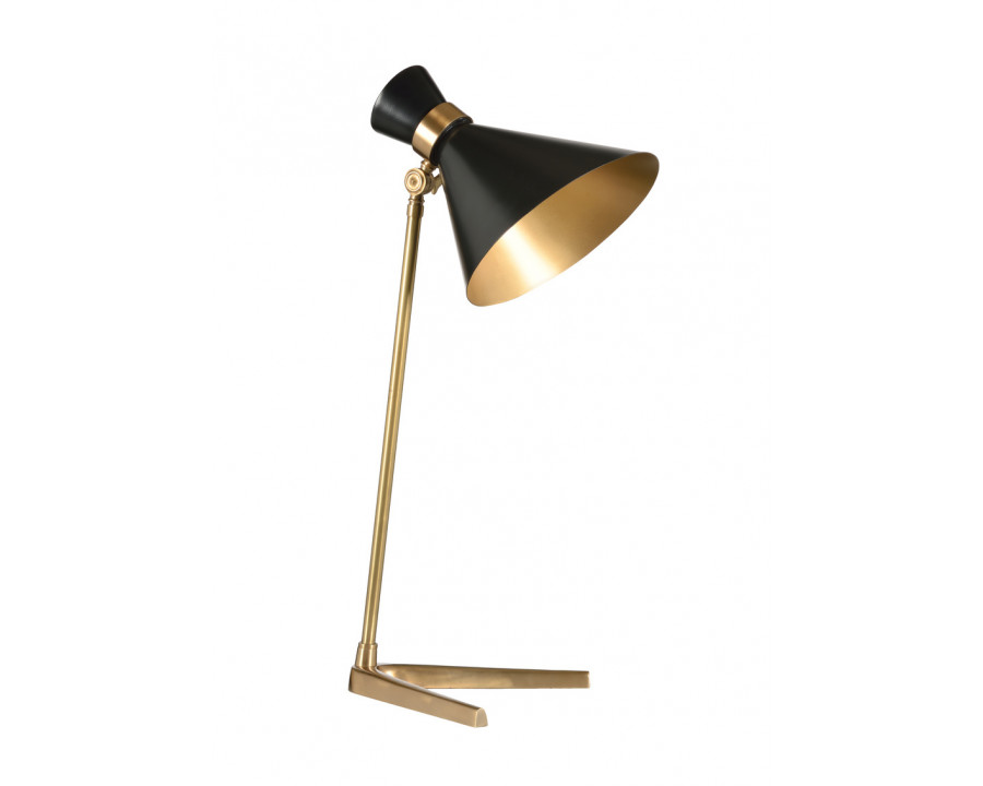 Wildwood – Right Angle Lamp in Antique Brass/Black, Metal