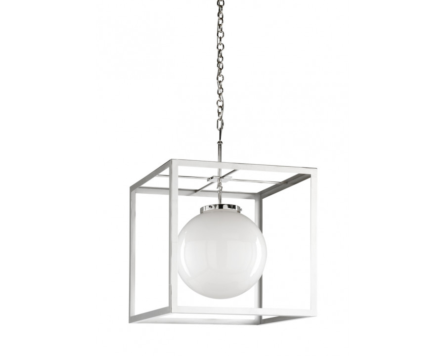 Whiteline High Street Square Chandelier in Polished Nickel/Milk