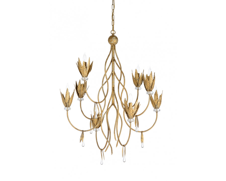 Wildwood – Phoebe Chandelier in Aged Gold Leaf/Clear, Iron