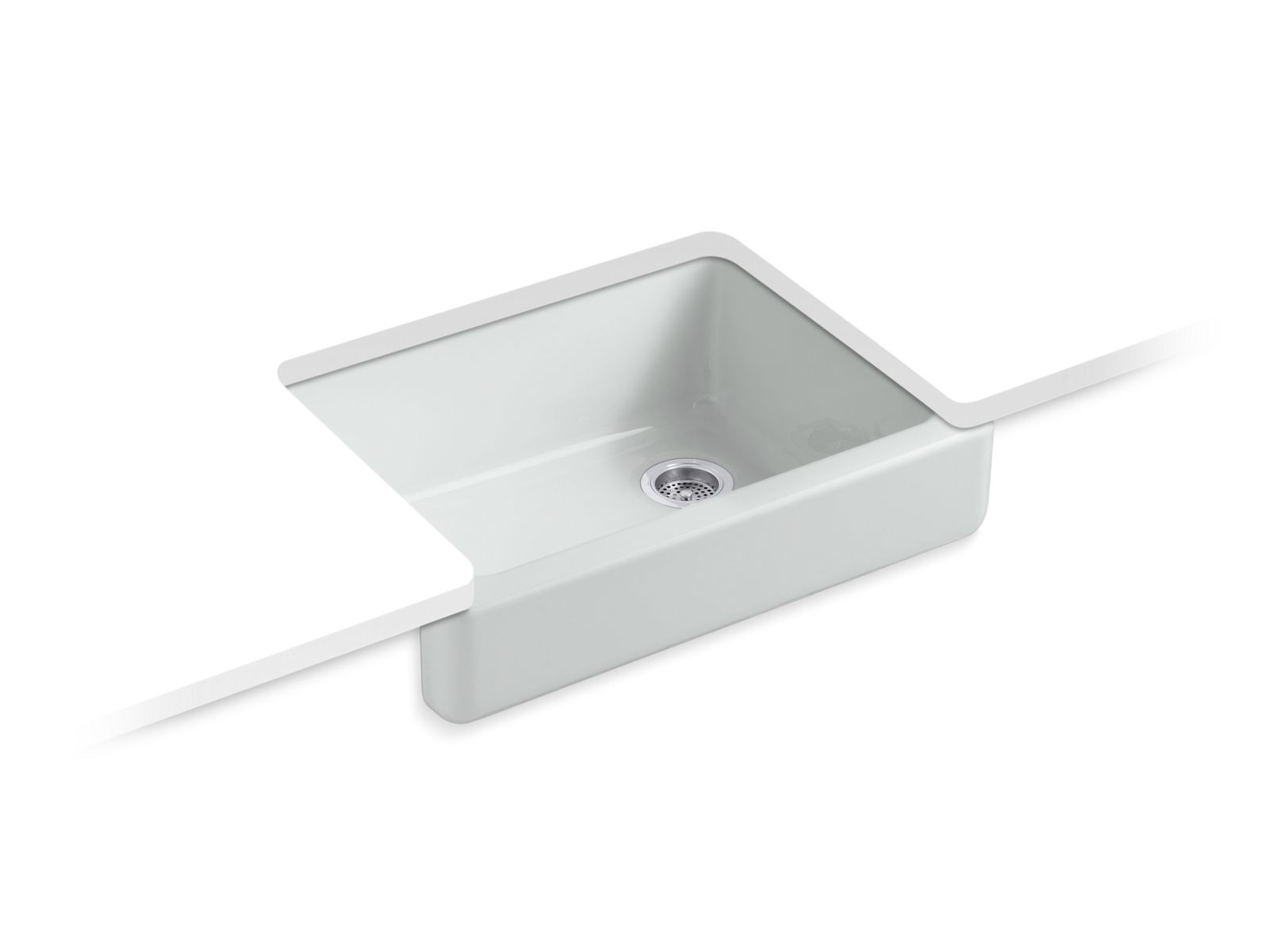 KOHLER K-6486-95 Whitehaven 29-1/2″ Undermount Single-Bowl Farmhouse Kitchen Sink In Ice Grey