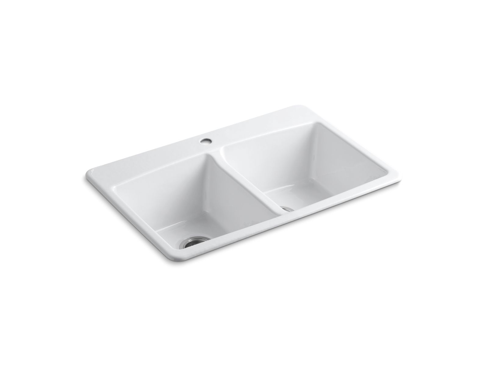 KOHLER K-5846-1-0 Brookfield 33″ Top-Mount Double-Bowl Kitchen Sink In White