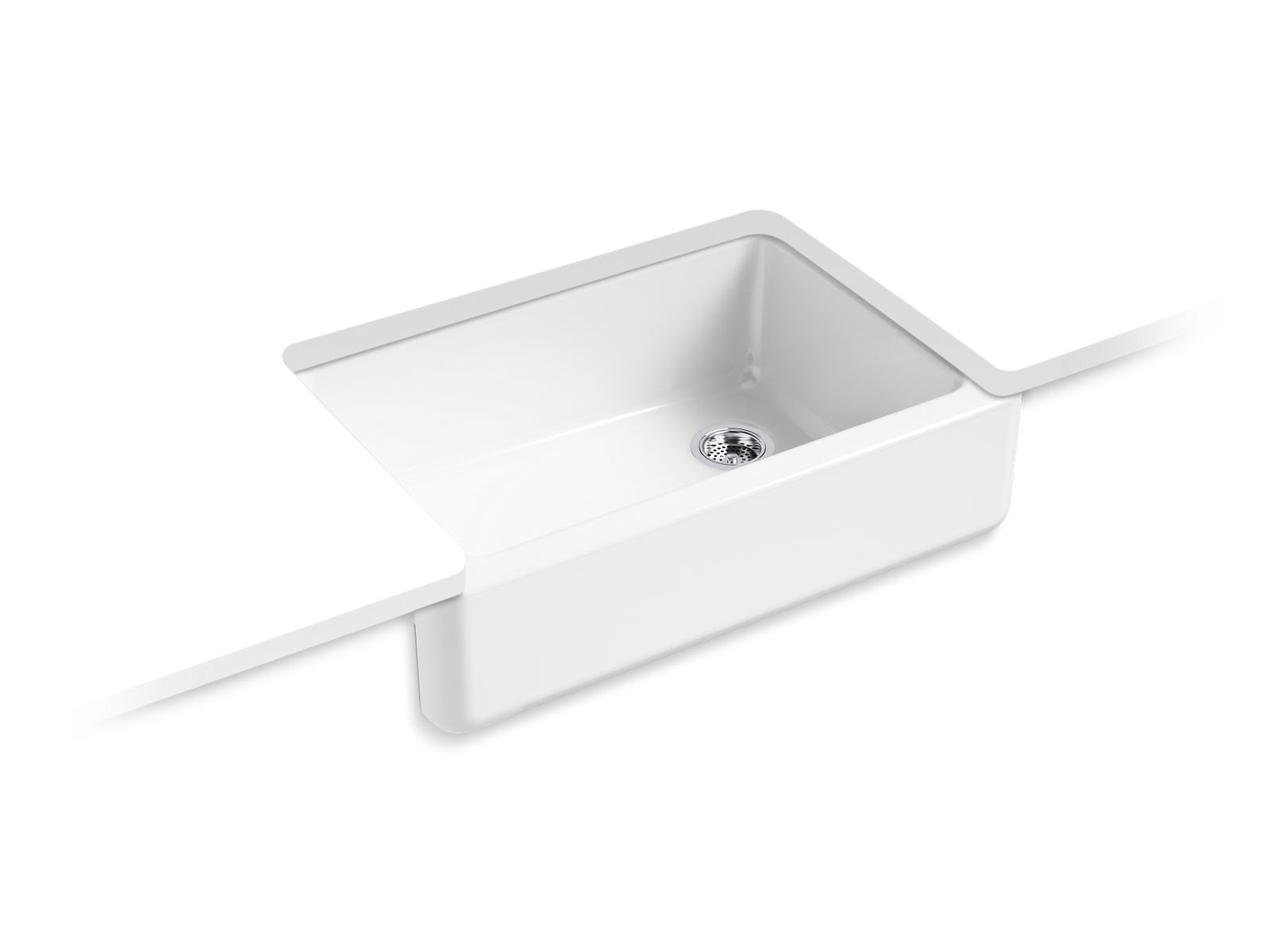 KOHLER K-5827-0 Whitehaven 32-3/4″ Undermount Single-Bowl Farmhouse Kitchen Sink In White