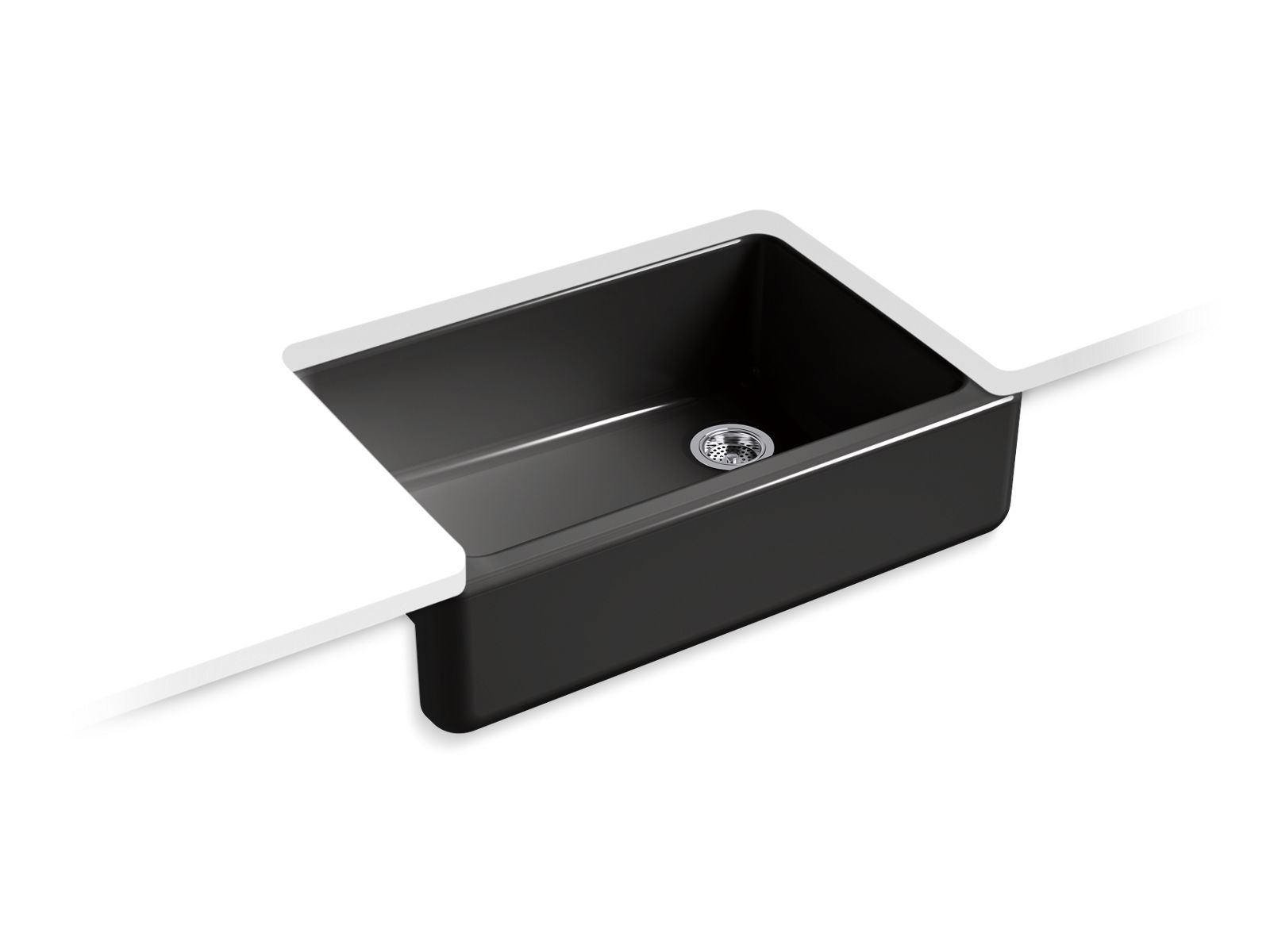 KOHLER K-5827-7 Whitehaven 32-3/4″ Undermount Single-Bowl Farmhouse Kitchen Sink In Black Black