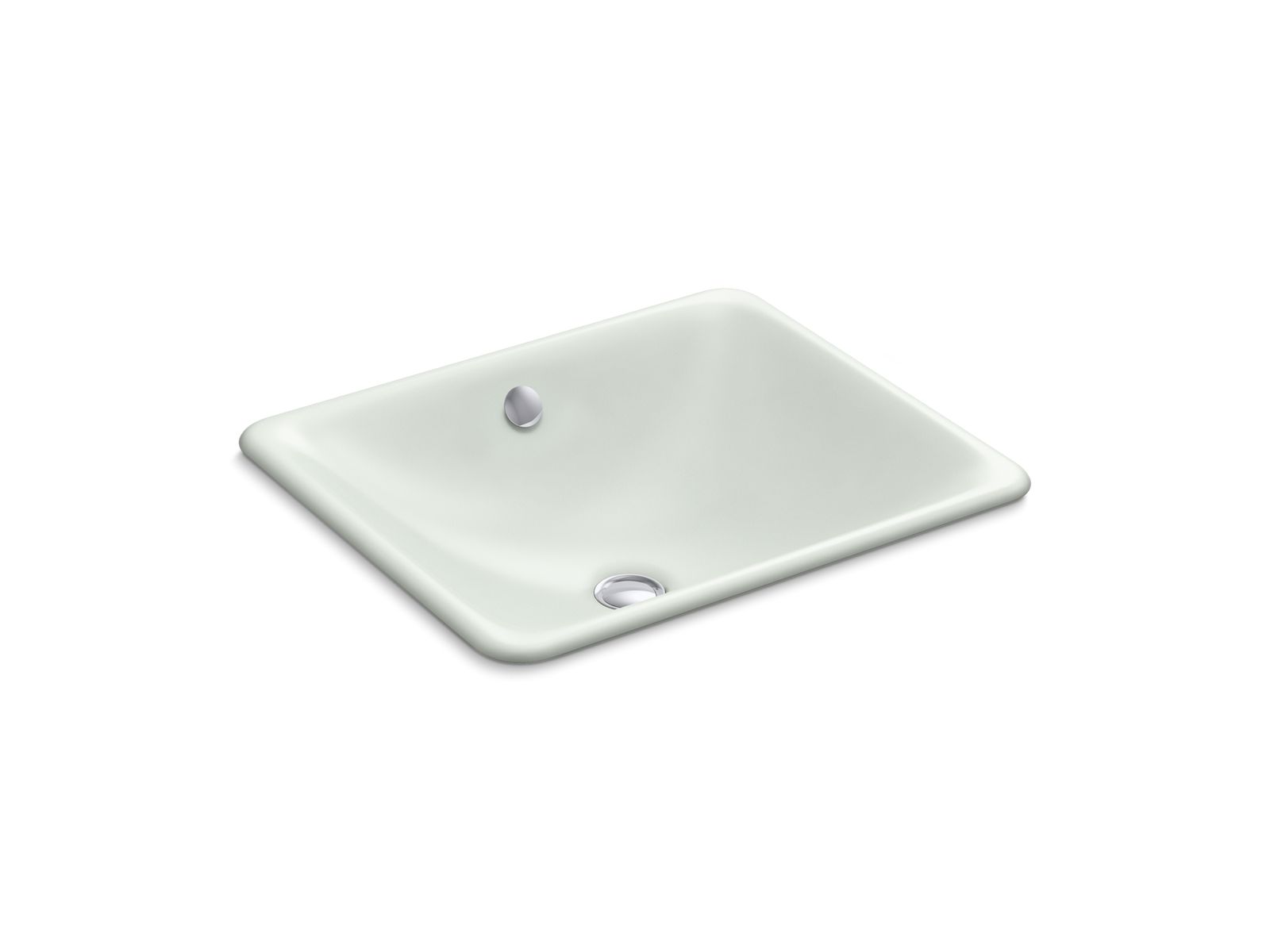 KOHLER K-5400-FF Iron Plains 18-1/2″ Rectangular Drop-In/Undermount Bathroom Sink In Sea Salt