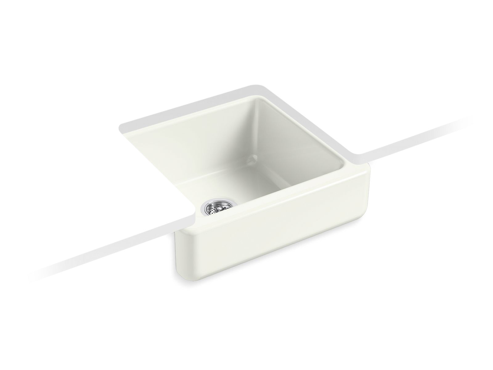 KOHLER K-5664-NY Whitehaven 23-1/2″ Undermount Single-Bowl Farmhouse Kitchen Sink In Dune