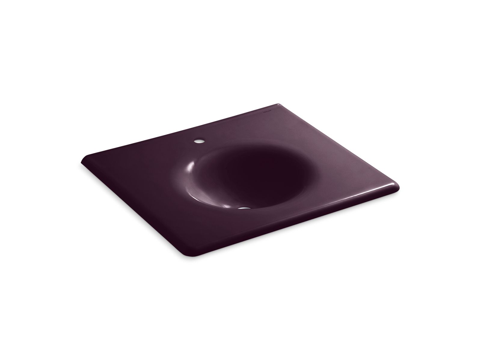 KOHLER K-3048-1-PLM Iron/Impressions 25″ Enameled Cast Iron Vanity Top With Integrated Round Sink In Black Plum